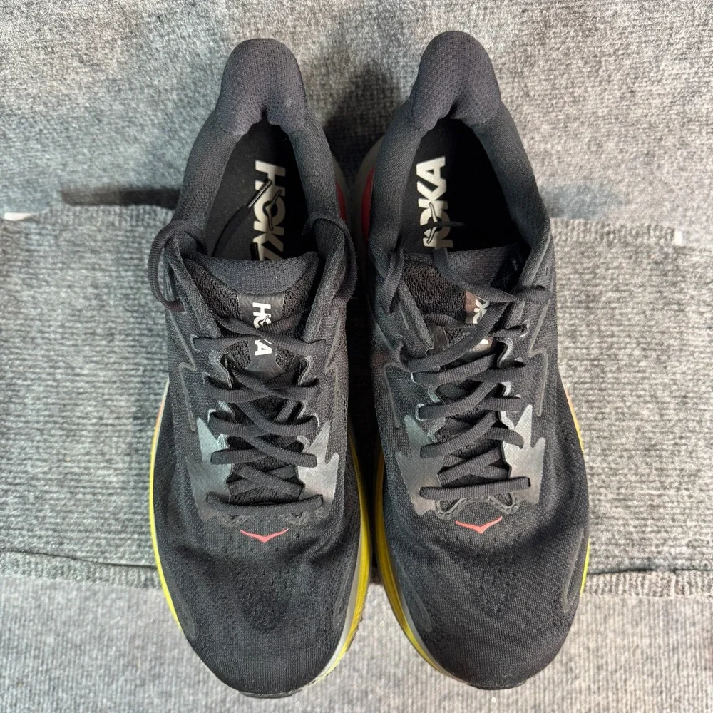 Hoka Clifton 9 Mens Running Shoes Black Sunset Orange Yellow Sneakers 11